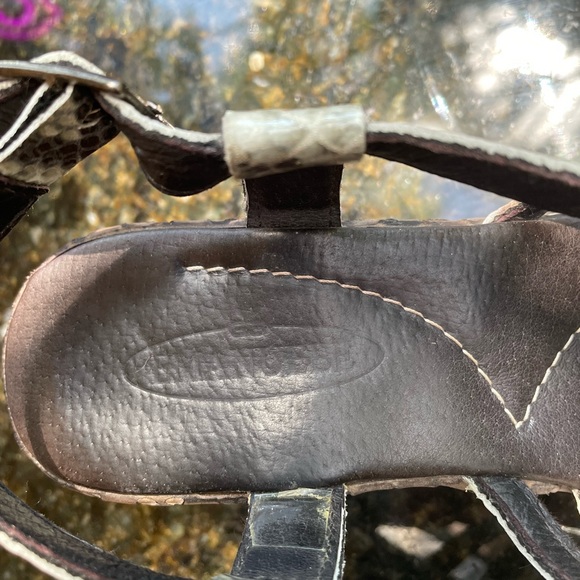 Snakeskin Print Leather Wedges